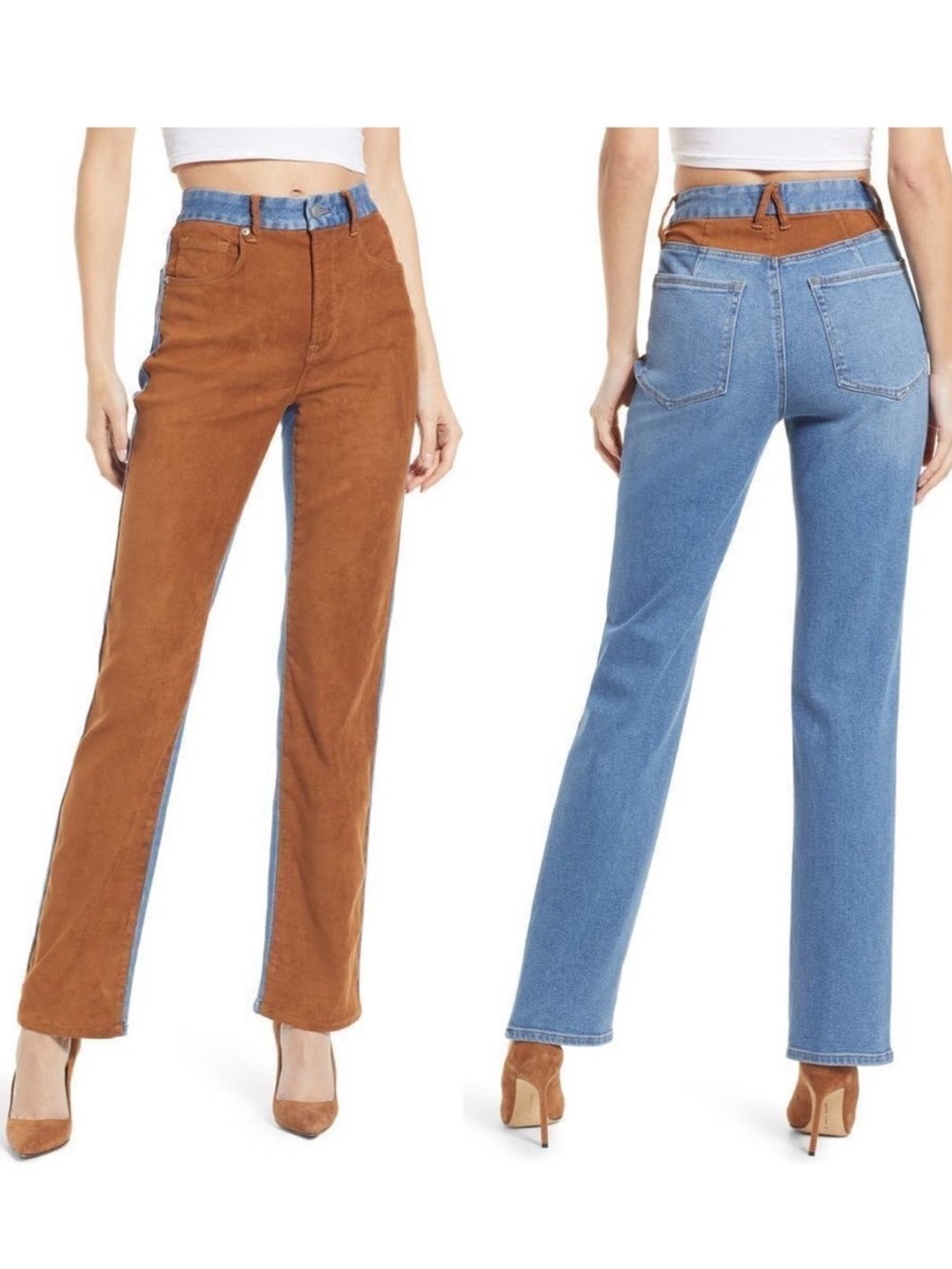 New Good American Icon Mixed Media Jeans Western